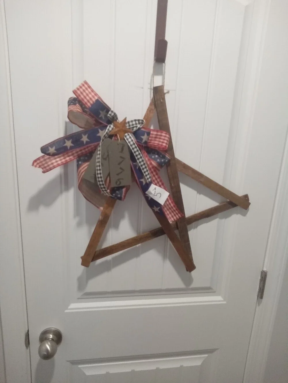 Patriotic Red, White & Blue Star Ribbon Wreath - Handcrafted Americana
